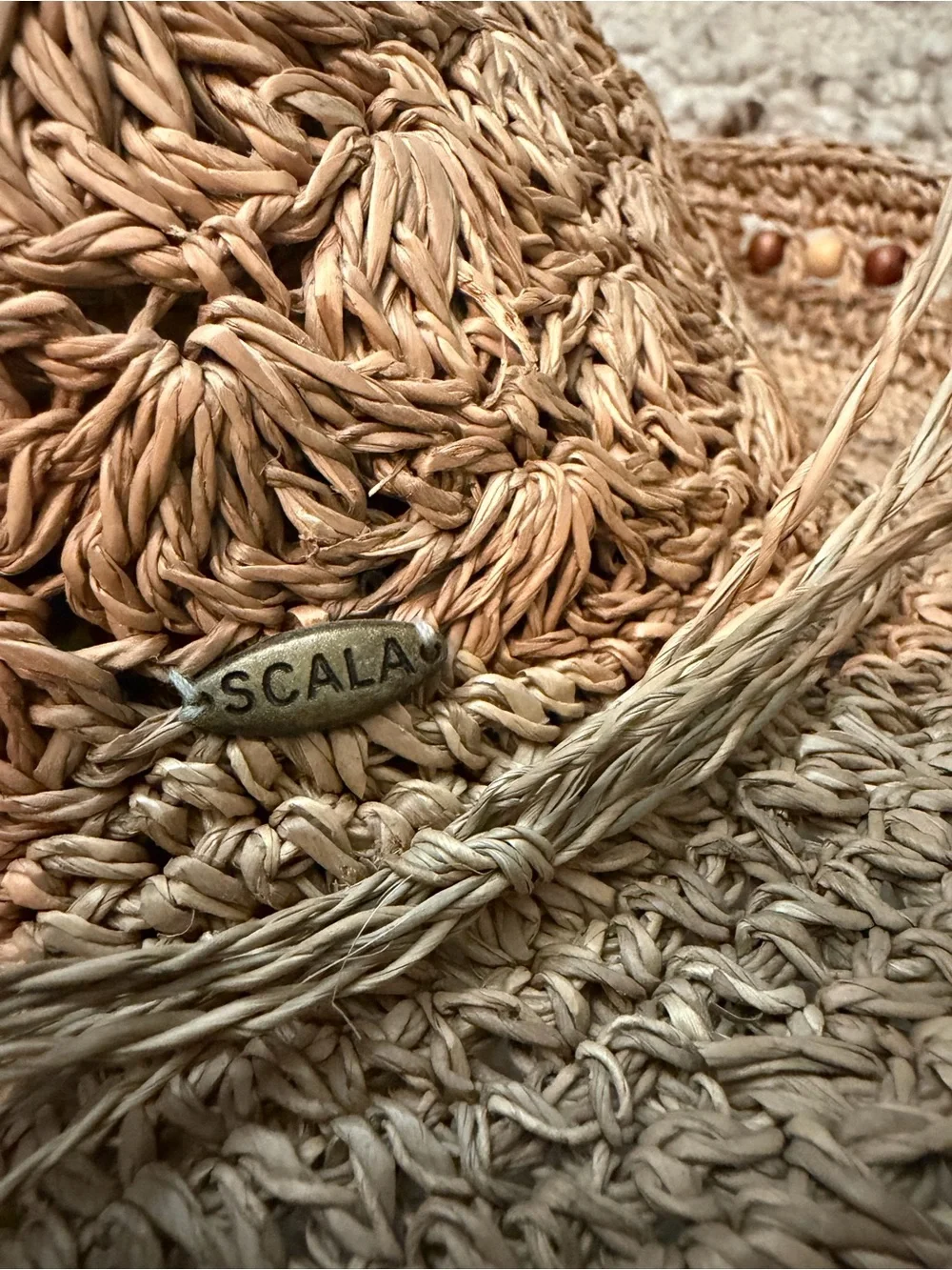 Scala Natural Straw Beaded Hat